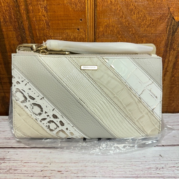 Brahmin Daisy Large Leather Wristlet Clutch - Ivory Flashback - Picture 6 of 10